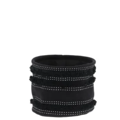 PANIER COTON IMPRIME DECO FRANGES NOIR 15X12CM