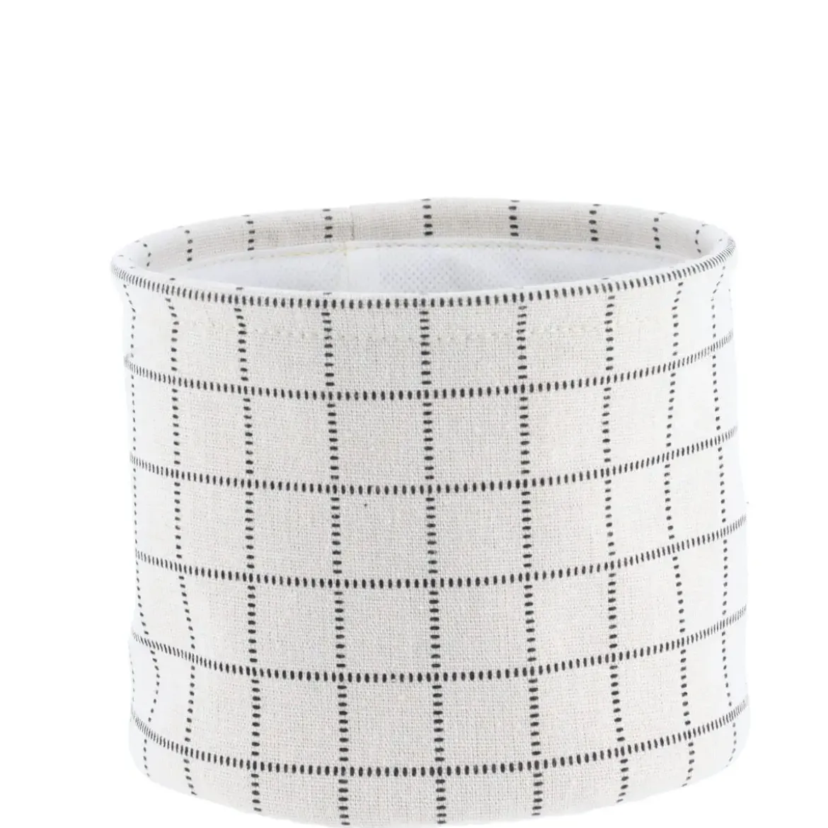 PANIER COTON IMPRIME MOTIF CARRE NATUREL 17X14CM
