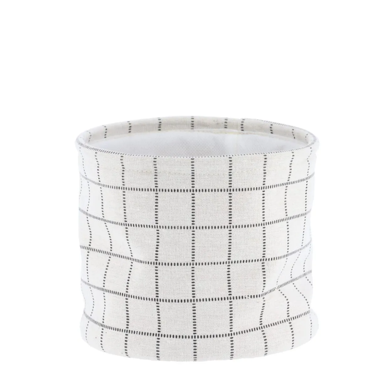 PANIER COTON IMPRIME MOTIF CARRE NATUREL 19X16CM