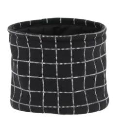 PANIER COTON IMPRIME MOTIF CARRE NOIR 19X16CM