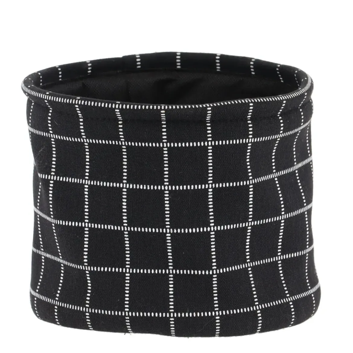 PANIER COTON IMPRIME MOTIF CARRE NOIR 19X16CM