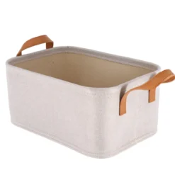PANIER DE RANGEMENT POLYESTER EVA 34X23.5X15.5CM BEIGE