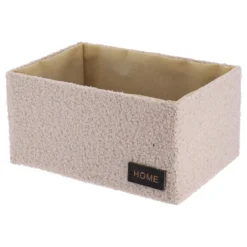 PANIER EN POLYESTER EFFET VELOURS 30X20X15CM BEIGE
