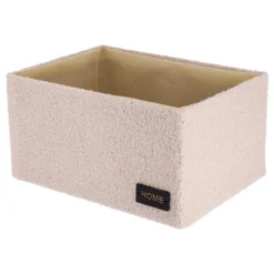 PANIER EN POLYESTER EFFET VELOURS 35X25X18CM BEIGE