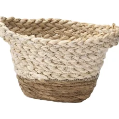 PANIER EVASE MAIS ET VEGETALE 20X13X12CM NATUREL BLANC