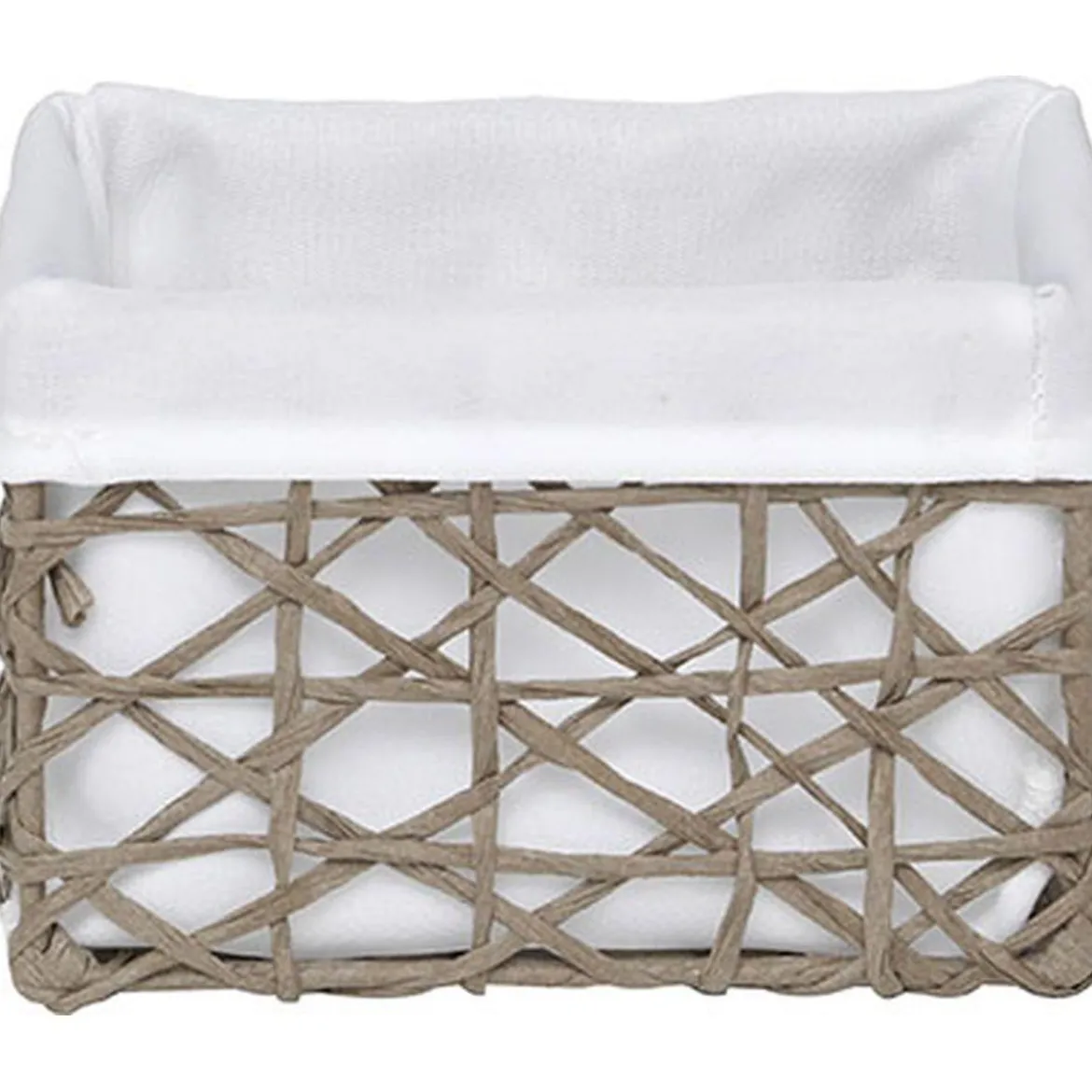 PANIER MM PAPIER TAUPE TISSU BLANC