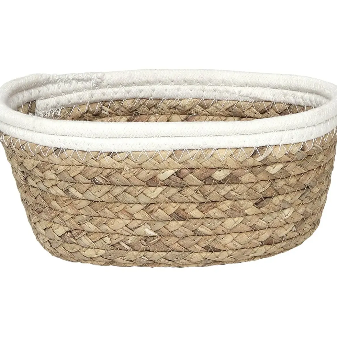 PANIER OVAL COTON MATIERE VEGETALE 21X16X9CM BLANC