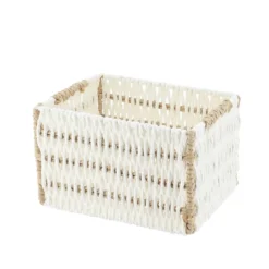 PANIER PAPIER BICOLORE 19X15X12CM BLANC NATUREL