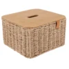 PANIER PAPIER METAL COUVERCLE BAMBOU 27X27X16CM NATUREL