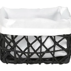 PANIER PM PAPIER NOIR TISSU BLANC
