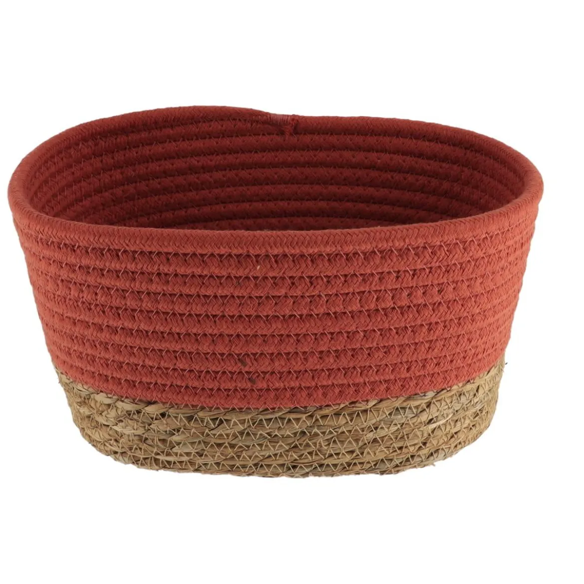 PANIER RECTANGLE COTON TERRACOTTA NATUREL 19X11X10CM