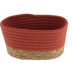 PANIER RECTANGLE COTON TERRACOTTA NATUREL 23X15X13.5CM