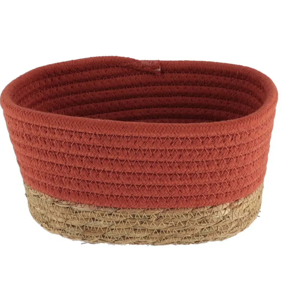PANIER RECTANGLE COTON TERRACOTTA NATUREL 23X15X13.5CM