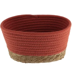 PANIER RECTANGLE COTON TERRACOTTA NATUREL 21X13X12CM