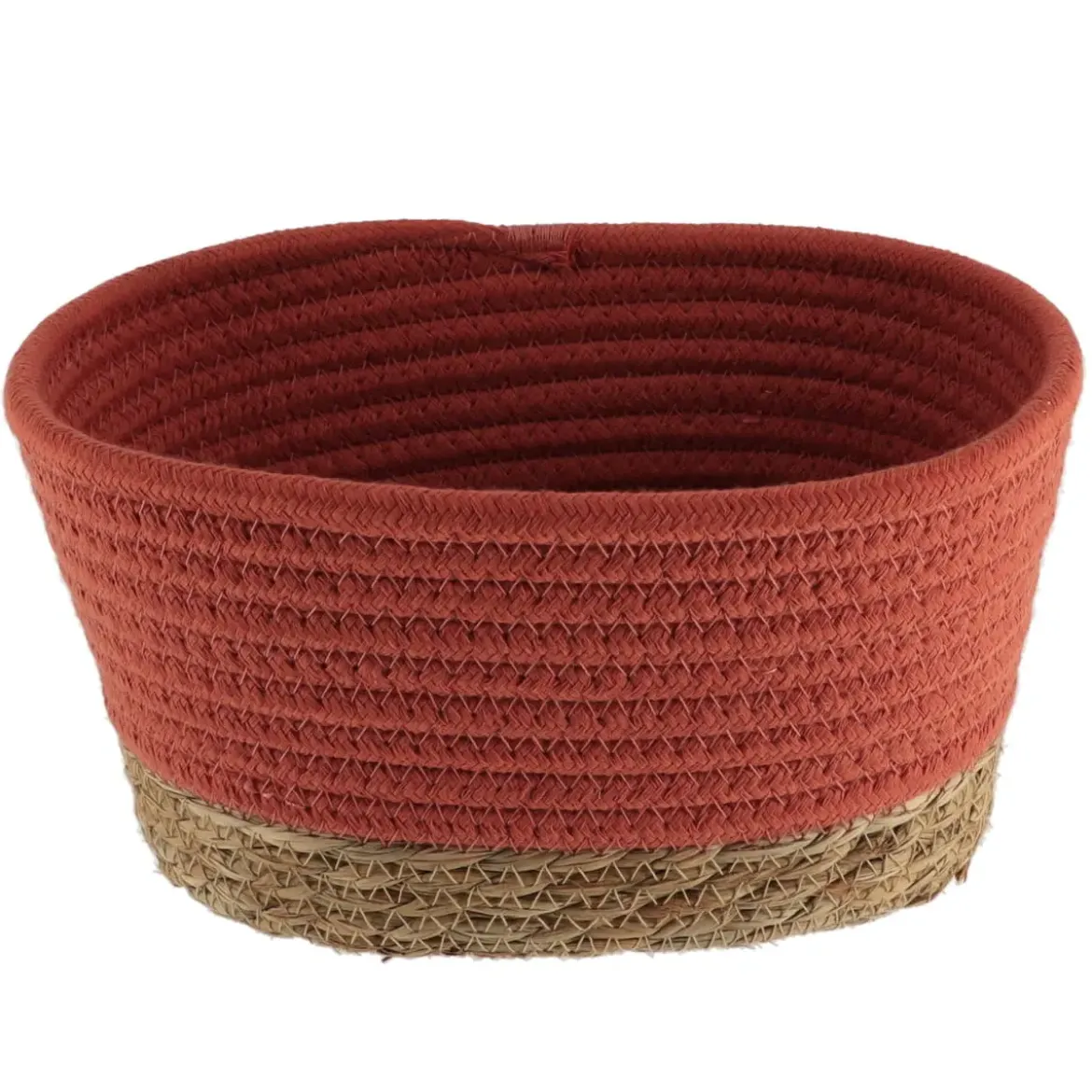 PANIER RECTANGLE COTON TERRACOTTA NATUREL 21X13X12CM