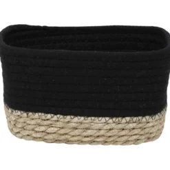 PANIER RECTANGLE COTON VEGETALE 21X13X12CM NOIR NATUREL