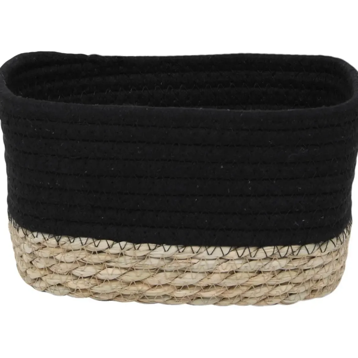PANIER RECTANGLE COTON VEGETALE 21X13X12CM NOIR NATUREL