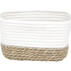PANIER RECTANGLE COTON VEGETALE 23X15X13.5CM BLANC NATUREL
