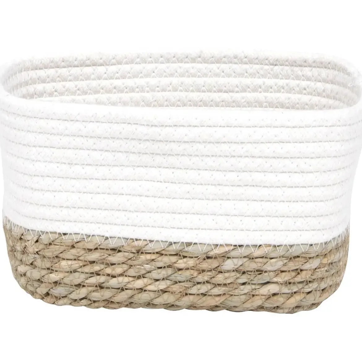 PANIER RECTANGLE COTON VEGETALE 23X15X13.5CM BLANC NATUREL