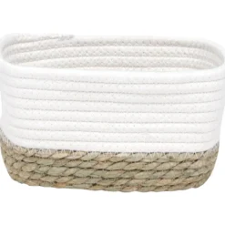 PANIER RECTANGLE COTON VEGETALE 21X13X12CM BLANC NATUREL