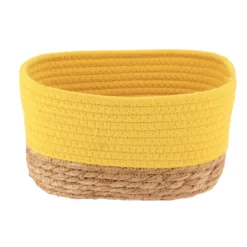 PANIER RECTANGLE COTON VEGETALE 23X15X13.5CM JAUNE NATUREL