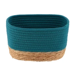 PANIER RECTANGLE COTON VEGETALE 23X15X13.5CM BLEU TAHITIEN