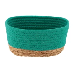 PANIER RECTANGLE COTON VEGETALE 21X13X12CM VERT CARAIBES