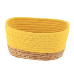 PANIER RECTANGLE COTON VEGETALE 21X13X12CM JAUNE NATUREL