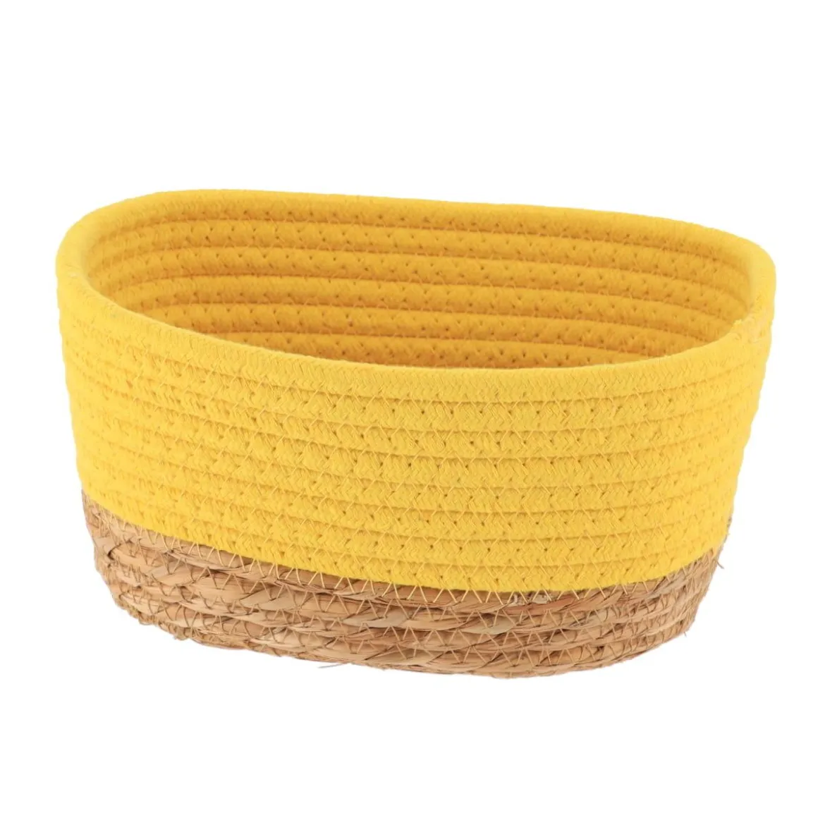 PANIER RECTANGLE COTON VEGETALE 21X13X12CM JAUNE NATUREL