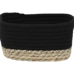 PANIER RECTANGLE COTON VEGETALE 19X11X10CM NOIR NATUREL