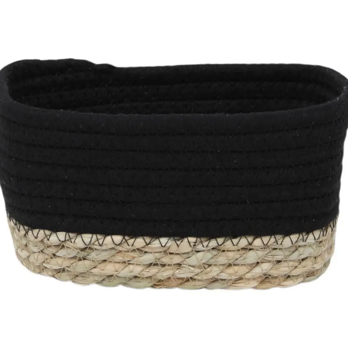 PANIER RECTANGLE COTON VEGETALE 19X11X10CM NOIR NATUREL