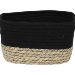 PANIER RECTANGLE COTON VEGETALE 23X15X13.5CM NOIR NATUREL