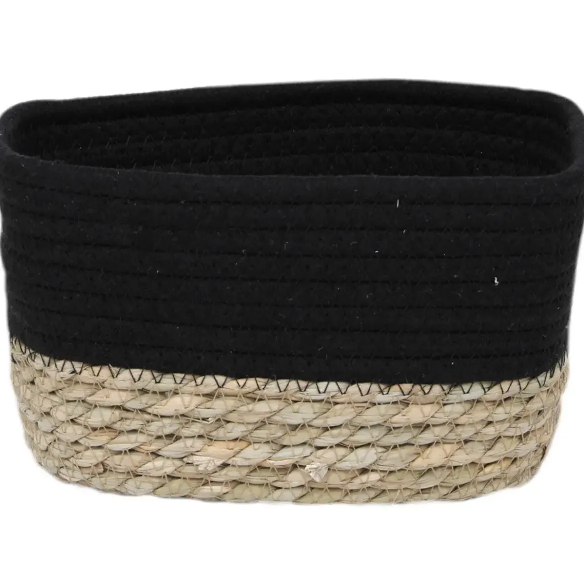 PANIER RECTANGLE COTON VEGETALE 23X15X13.5CM NOIR NATUREL