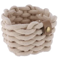 PANIER RECTANGLE FACON CORDE 13X13X11CM BEIGE