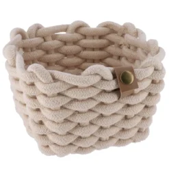 PANIER RECTANGLE FACON CORDE 17X17X13CM BEIGE