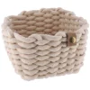 PANIER RECTANGLE FACON CORDE 22X22X15CM BEIGE