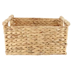 PANIER RECTANGLE JACINTHE POIGNEES BOIS 36X28X18CM NATUREL