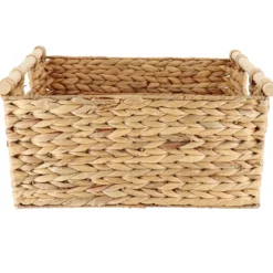 PANIER RECTANGLE JACINTHE POIGNEES BOIS 43X32X20CM NATUREL