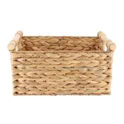 PANIER RECTANGLE JACINTHE POIGNEES BOIS 32X22X15CM NATUREL