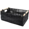 PANIER RECTANGLE PAPIER POIGNEE BOIS 44X31X17CM NOIR