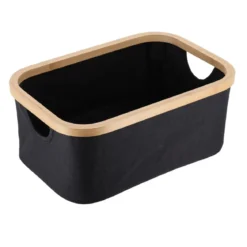 PANIER RECTANGLE PLIABLE BAMBOU NOIR
