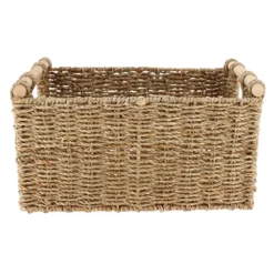 PANIER RECTANGLE VEGETALE POIGNEES BOIS 36X28X18CM NATUREL