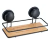 PANIER RECTANGLE VENTOUSES METAL PLATEAU BAMBOU NOIR