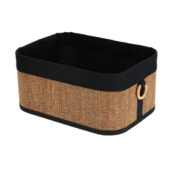 PANIER RECTANGULAIRE BAMBOU 36.5X26X17CM NATUREL ET NOIR