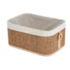 PANIER RECTANGULAIRE BAMBOU 36.5X26X17CM NATUREL ET BLANC
