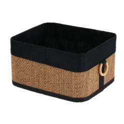 PANIER RECTANGULAIRE BAMBOU 28.5X23X15CM NATUREL ET NOIR