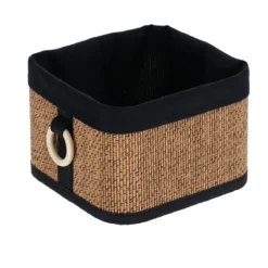 PANIER RECTANGULAIRE BAMBOU 20X20X13.5CM NATUREL ET NOIR