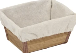 PANIER RECTANGULAIRE EVASE EN BAMBOU ET PP BAMBOU TISSU BLAN
