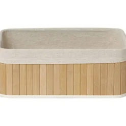 PANIER RECTANGULAIRE GM BAMBOU TISSU LIN