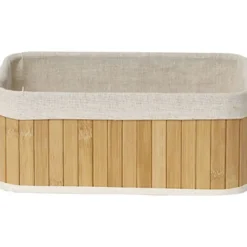 PANIER RECTANGULAIRE MM BAMBOU TISSU LIN